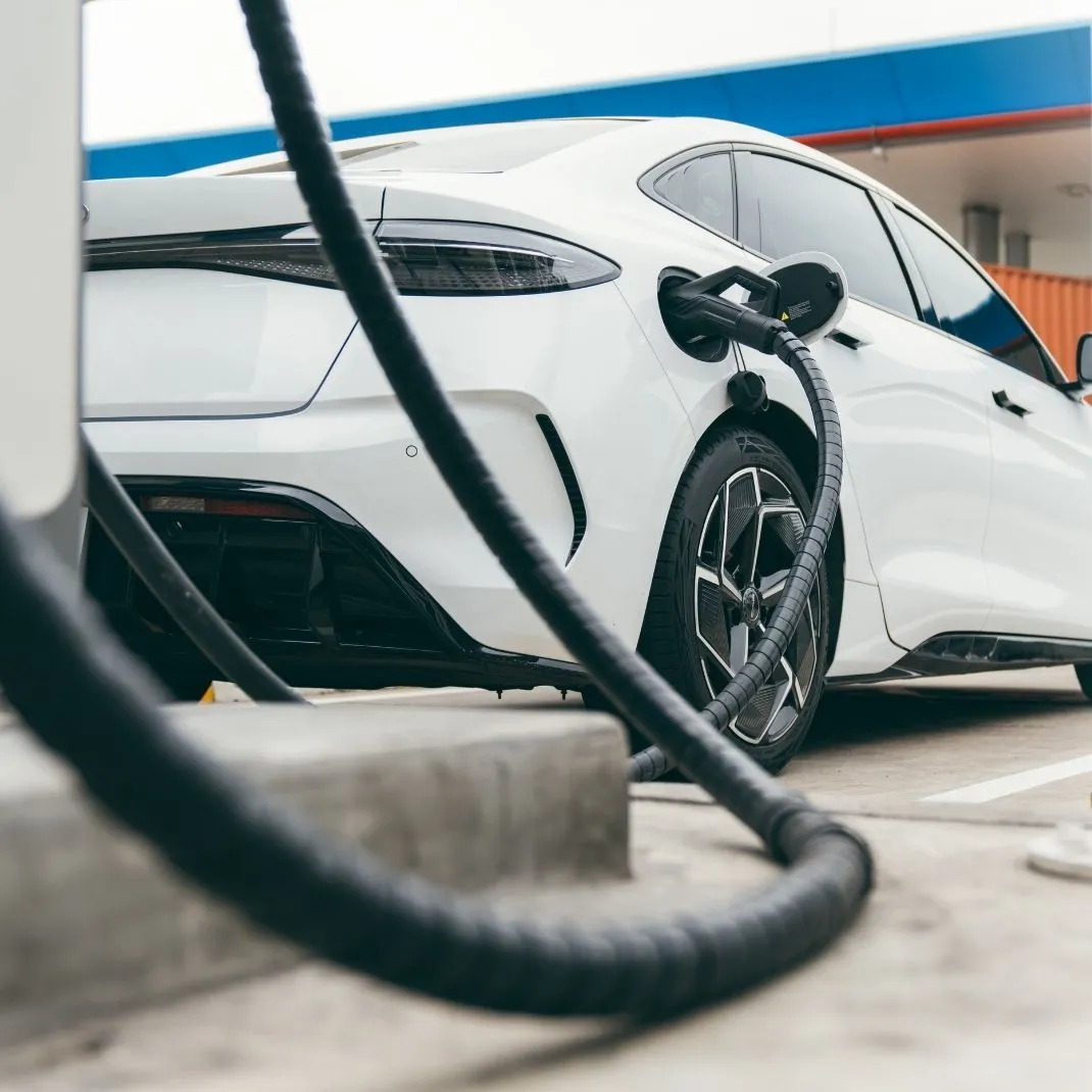 灰色和白色的 Eco 系列交流電動車充電站展示了產品顏色範圍